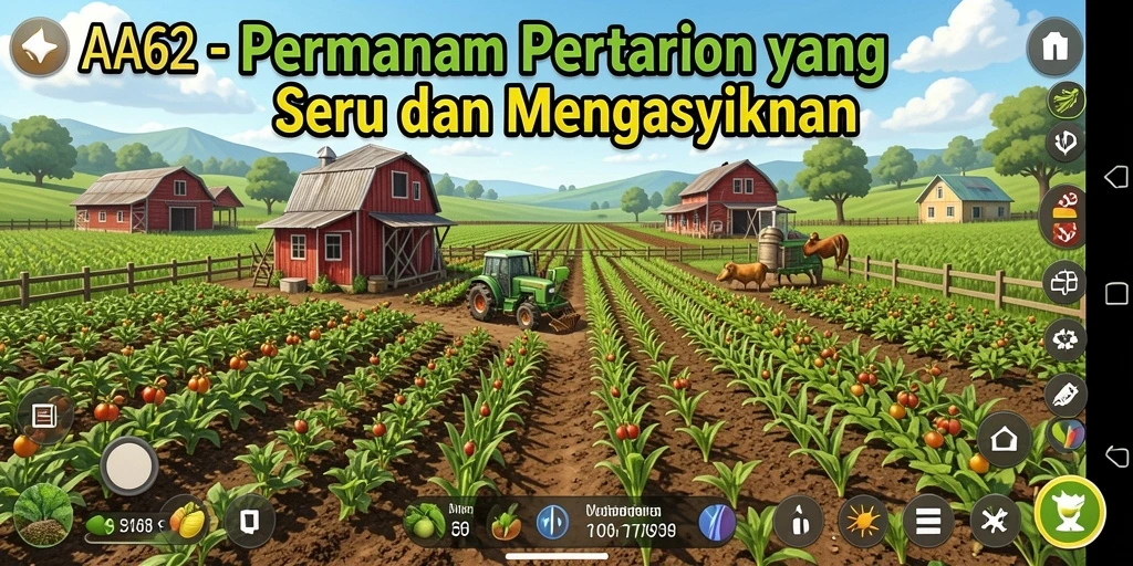 Tampilan gameplay <strong>AA62</strong> saat bertani dan merawat hewan.