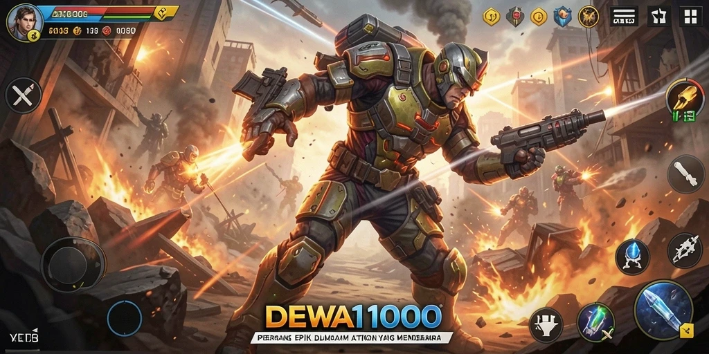 Tampilan gameplay DEWA1000 yang mendebarkan dengan aksi penuh energi.