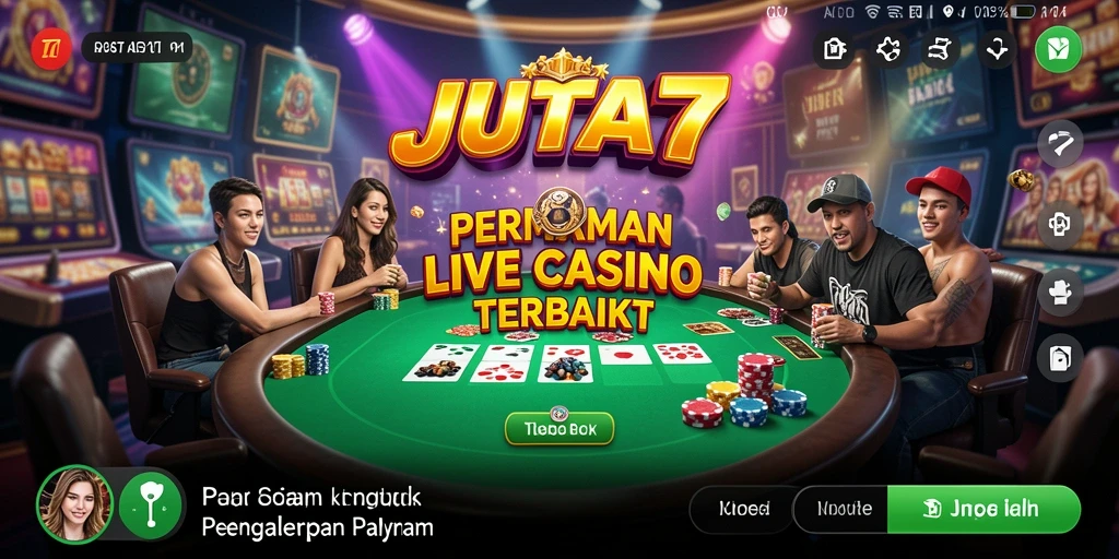 Tampilan gameplay Live Casino yang mendebarkan dan interaktif di JUTA7.
