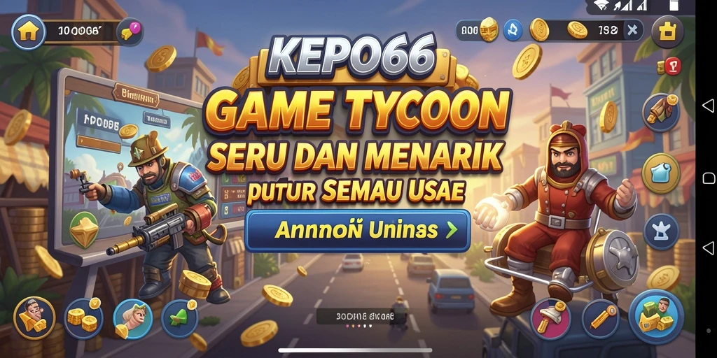 Tampilan utama game KEPO66 menunjukkan keseruan gameplay Tycoon.