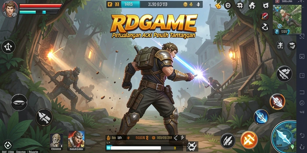 Tampilan mendebarkan dari gameplay RPGAME saat karakter bertarung.